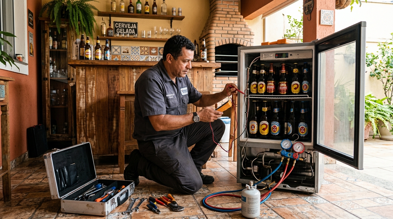 Recarga de gás refrigerante em cervejeira em atendimento em Curitiba‑PR